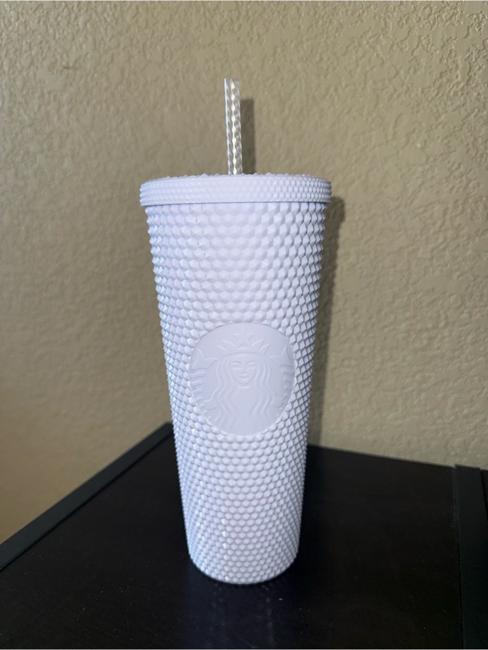 Starbucks White Studded Cold Cup with Textured Grip and Straw